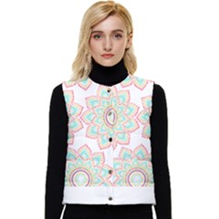 Floral Mandala T- Shirt Pretty Lotus Flower Mandala Art Pattern Women s Button Up Puffer Vest by EnriqueJohnson