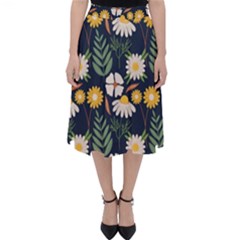 Flower Grey Pattern Floral Classic Midi Skirt