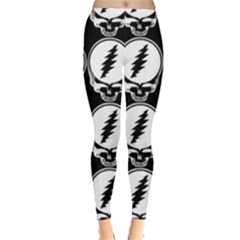 Black And White Deadhead Grateful Dead Steal Your Face Pattern Everyday Leggings  by Sarkoni