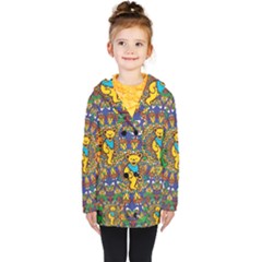 Grateful Dead Pattern Kids  Double Breasted Button Coat by Sarkoni
