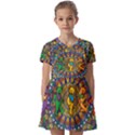 Grateful Dead Pattern Kids  Short Sleeve Pinafore Style Dress View1