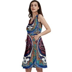 Grateful-dead-ahead-of-their-time Sleeveless V-neck Skater Dress With Pockets by Sarkoni