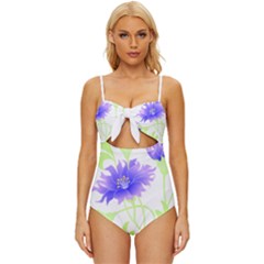 Flowers Art T- Shirtflowers T- Shirt (17) Knot Front One-piece Swimsuit