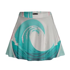 Tidal Wave Ocean Sea Tsunami Wave Minimalist Mini Flare Skirt by uniart180623