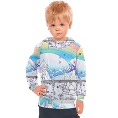 Rainbow Fun Cute Minimal Doodle Drawing Kids  Hooded Pullover by uniart180623