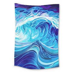Tsunami Waves Ocean Sea Nautical Nature Water Large Tapestry by uniart180623