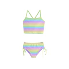 Cute Pastel Rainbow Stripes Girls  Tankini Swimsuit by Ket1n9