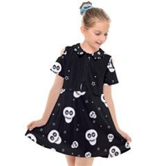 Skull Pattern Kids  Short Sleeve Shirt Dress by Ket1n9