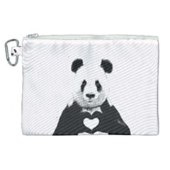 Panda Love Heart Canvas Cosmetic Bag (xl) by Ket1n9