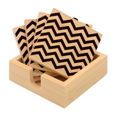 Black And White Chevron Bamboo Coaster Set by Ket1n9
