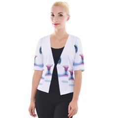 Cute White Cat Blue Eyes Face Cropped Button Cardigan by Ket1n9