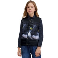 Face Black Cat Kid s Button Up Puffer Vest	 by Ket1n9