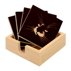 Face Black Cat Bamboo Coaster Set by Ket1n9