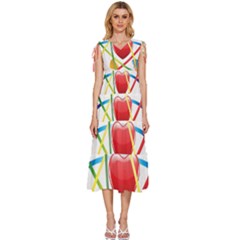 Love V-neck Drawstring Shoulder Sleeveless Maxi Dress by Ket1n9