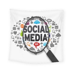 Social Media Computer Internet Typography Text Poster Square Tapestry (small) by Ket1n9