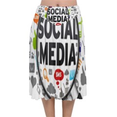 Social Media Computer Internet Typography Text Poster Velvet Flared Midi Skirt by Ket1n9