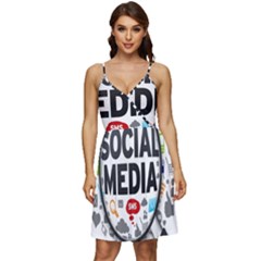 Social Media Computer Internet Typography Text Poster V-neck Pocket Summer Dress  by Ket1n9