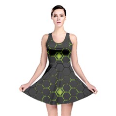 Green Android Honeycomb Gree Reversible Skater Dress by Ket1n9