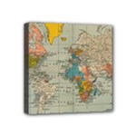 Vintage World Map Mini Canvas 4  x 4  (Stretched)