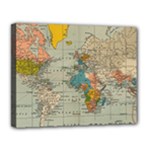 Vintage World Map Canvas 14  x 11  (Stretched)
