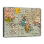 Vintage World Map Canvas 16  x 12  (Stretched)