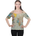 Vintage World Map Cutout Shoulder T-Shirt