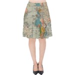 Vintage World Map Velvet High Waist Skirt