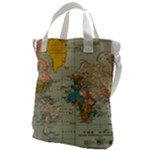 Vintage World Map Canvas Messenger Bag