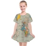 Vintage World Map Kids  Smock Dress