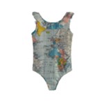 Vintage World Map Kids  Frill Swimsuit
