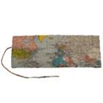 Vintage World Map Roll Up Canvas Pencil Holder (S)