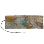 Vintage World Map Roll Up Canvas Pencil Holder (M)
