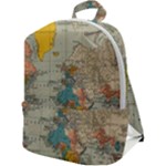Vintage World Map Zip Up Backpack