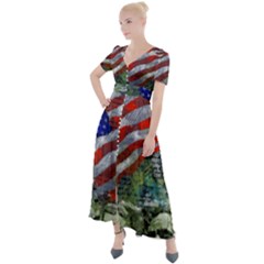 Usa United States Of America Images Independence Day Button Up Short Sleeve Maxi Dress by Ket1n9