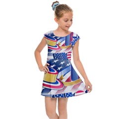 Independence Day United States Of America Kids  Cap Sleeve Dress by Ket1n9