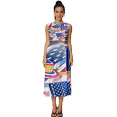 Independence Day United States Of America Sleeveless Round Neck Midi Dress by Ket1n9