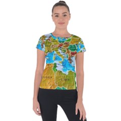World Map Short Sleeve Sports Top  by Ket1n9