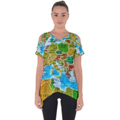 World Map Cut Out Side Drop T-shirt