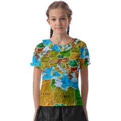 World Map Kids  Frill Chiffon Blouse by Ket1n9