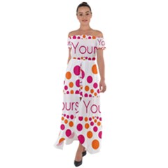 Be Yourself Pink Orange Dots Circular Off Shoulder Open Front Chiffon Dress by Ket1n9