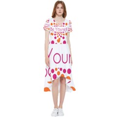 Be Yourself Pink Orange Dots Circular High Low Boho Dress by Ket1n9
