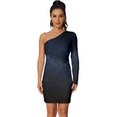 Cosmos-dark-hd-wallpaper-milky-way Long Sleeve One Shoulder Mini Dress by Ket1n9