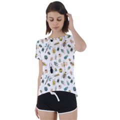 Insect Animal Pattern Short Sleeve Open Back T-shirt by Ket1n9