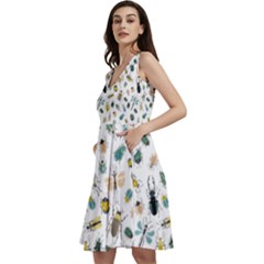 Insect Animal Pattern Sleeveless V-neck Skater Dress With Pockets by Ket1n9