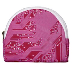 Pink Circuit Pattern Horseshoe Style Canvas Pouch by Ket1n9
