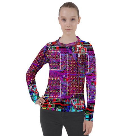 Technology Circuit Board Layout Pattern Women s Pique Long Sleeve T-shirt by Ket1n9