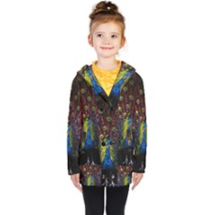 Beautiful Peacock Feather Kids  Double Breasted Button Coat by Ket1n9
