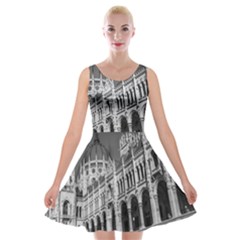 Architecture-parliament-landmark Velvet Skater Dress by Ket1n9