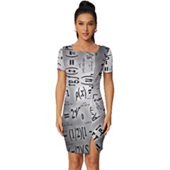 Science Formulas Fitted Knot Split End Bodycon Dress by Ket1n9