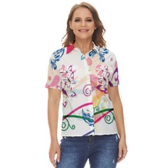 Butterfly Vector Art Women s Short Sleeve Double Pocket Shirt